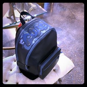 Limited Navy Leather and Suede COACH Backpack NWT